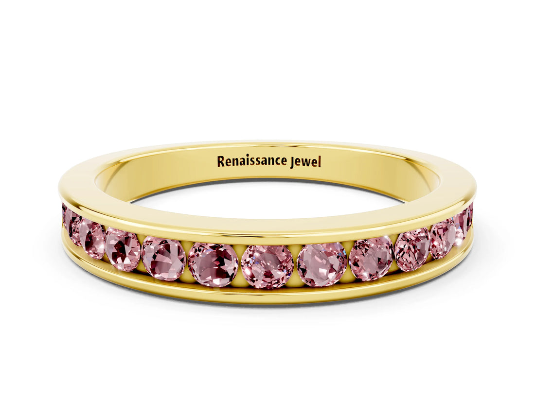 Yellow gold Channel Set Round Morganite Eternity Band_6