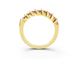 Yellow gold Channel Set Round Morganite Multi-Row Band_9