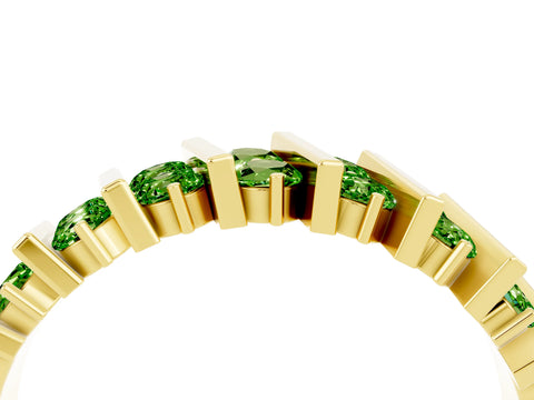 Yellow gold Channel Set Round Peridot Anniversary Band with Vertical Prongs_10
