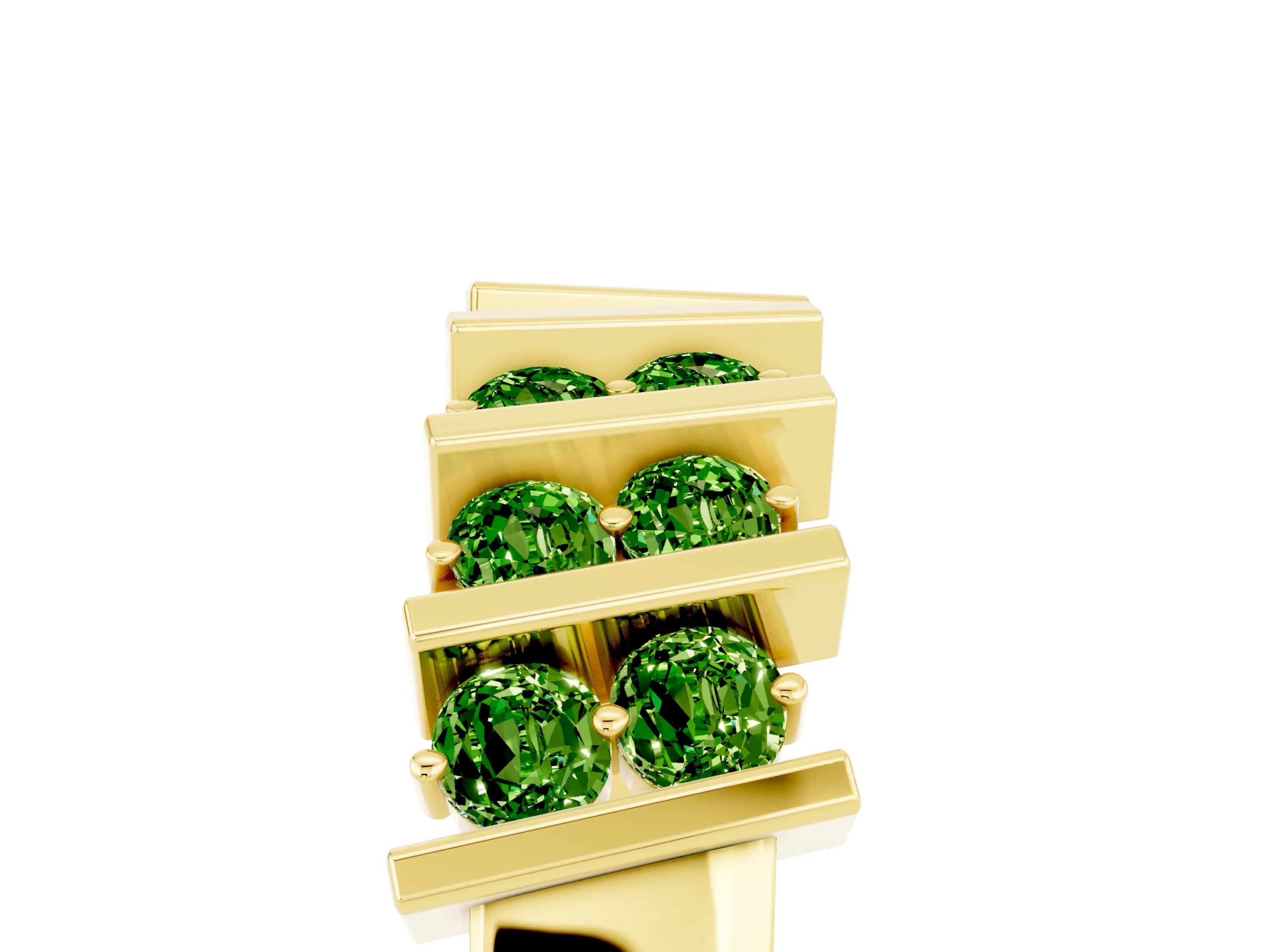 Yellow gold Channel Set Round Peridot Anniversary Band with Vertical Prongs_11