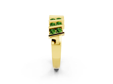 Yellow gold Channel Set Round Peridot Anniversary Band with Vertical Prongs_8