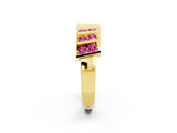 Yellow gold Channel Set Round Pink Sapphire Anniversary Band with Vertical Prongs_8