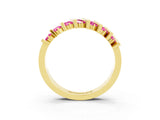 Yellow gold Channel Set Round Pink Sapphire Anniversary Band with Vertical Prongs_9