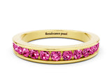Yellow gold Channel Set Round Pink Sapphire Eternity Band_18
