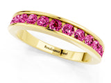 Yellow gold Channel Set Round Pink Sapphire Eternity Band_19
