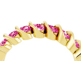 Yellow gold Channel Set Round Pink Sapphire Multi-Row Band_10