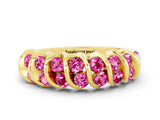 Yellow gold Channel Set Round Pink Sapphire Multi-Row Band_6
