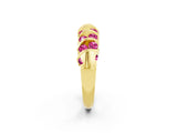 Yellow gold Channel Set Round Pink Sapphire Multi-Row Band_8