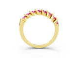 Yellow gold Channel Set Round Pink Sapphire Multi-Row Band_9
