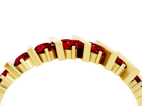 Yellow gold Channel Set Round Ruby Anniversary Band with Vertical Prongs_10