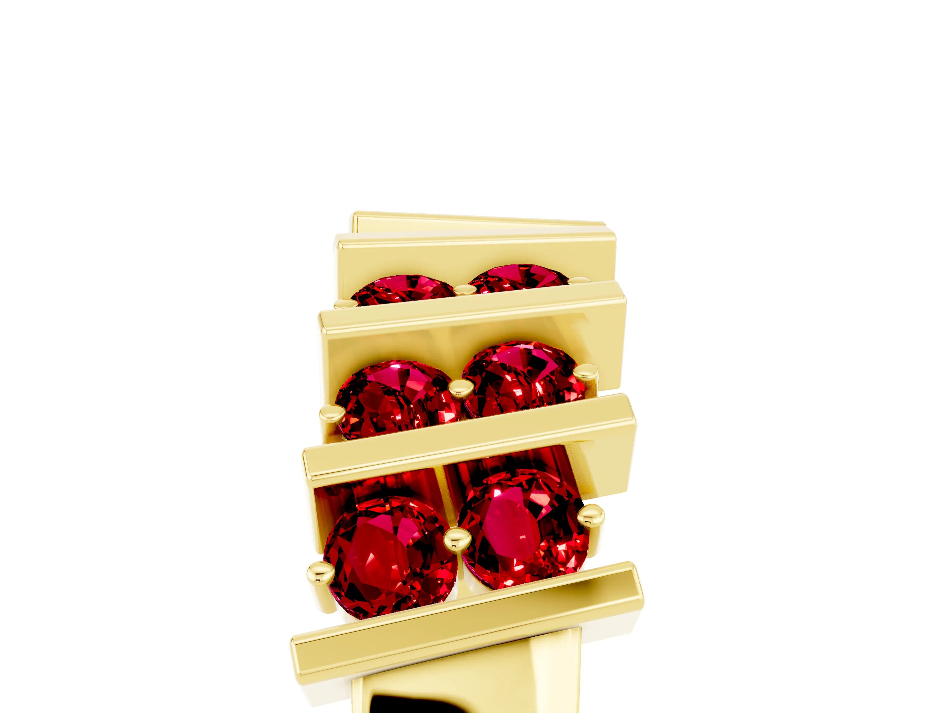 Yellow gold Channel Set Round Ruby Anniversary Band with Vertical Prongs_11