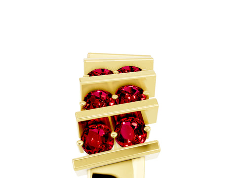 Yellow gold Channel Set Round Ruby Anniversary Band with Vertical Prongs_11