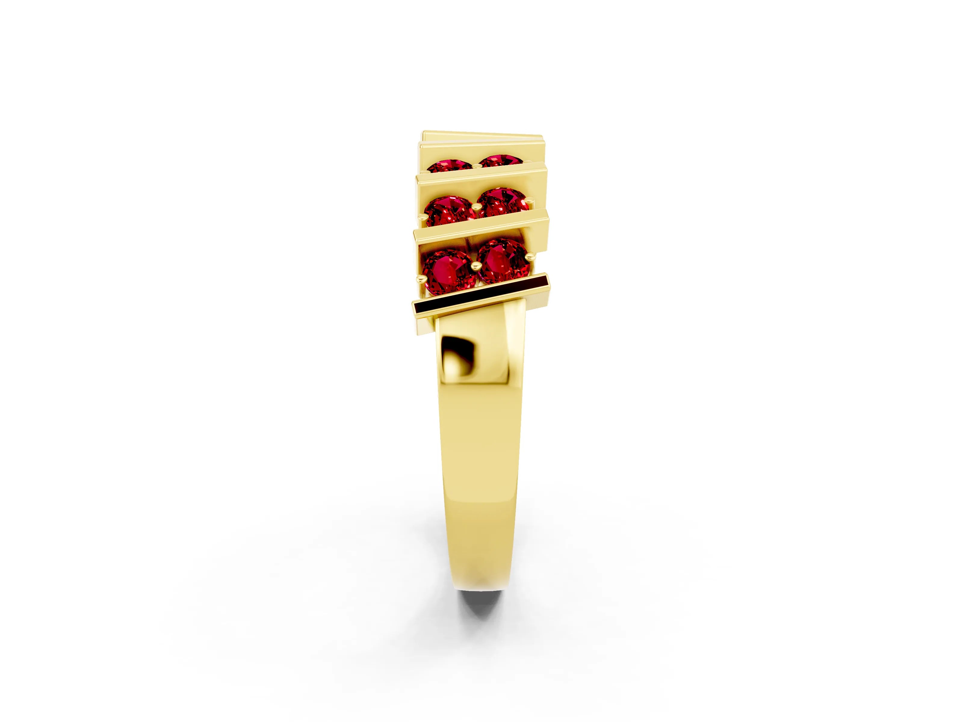Yellow gold Channel Set Round Ruby Anniversary Band with Vertical Prongs_8