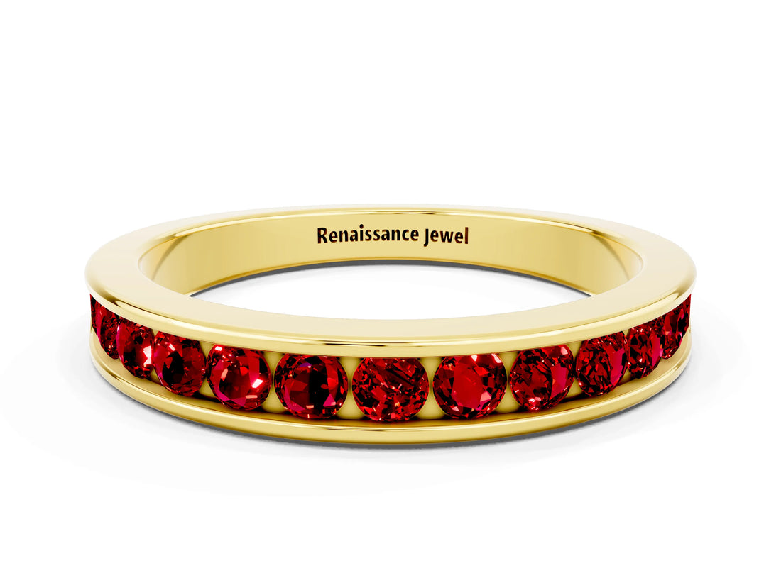 Yellow gold Channel Set Round Ruby Eternity Band_6