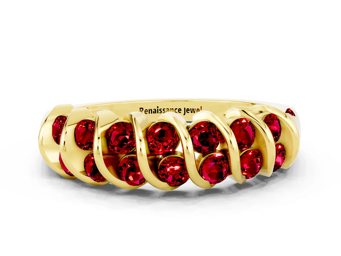 Yellow gold Channel Set Round Ruby Multi-Row Band_6