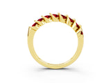 Yellow gold Channel Set Round Ruby Multi-Row Band_9