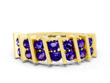 Yellow gold Channel Set Round Tanzanite Anniversary Band with Vertical Prongs_6