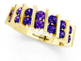 Yellow gold Channel Set Round Tanzanite Anniversary Band with Vertical Prongs_7