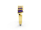Yellow gold Channel Set Round Tanzanite Anniversary Band with Vertical Prongs_8