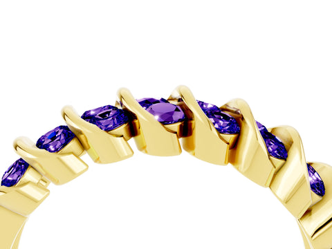 Yellow gold Channel Set Round Tanzanite Multi-Row Band_10