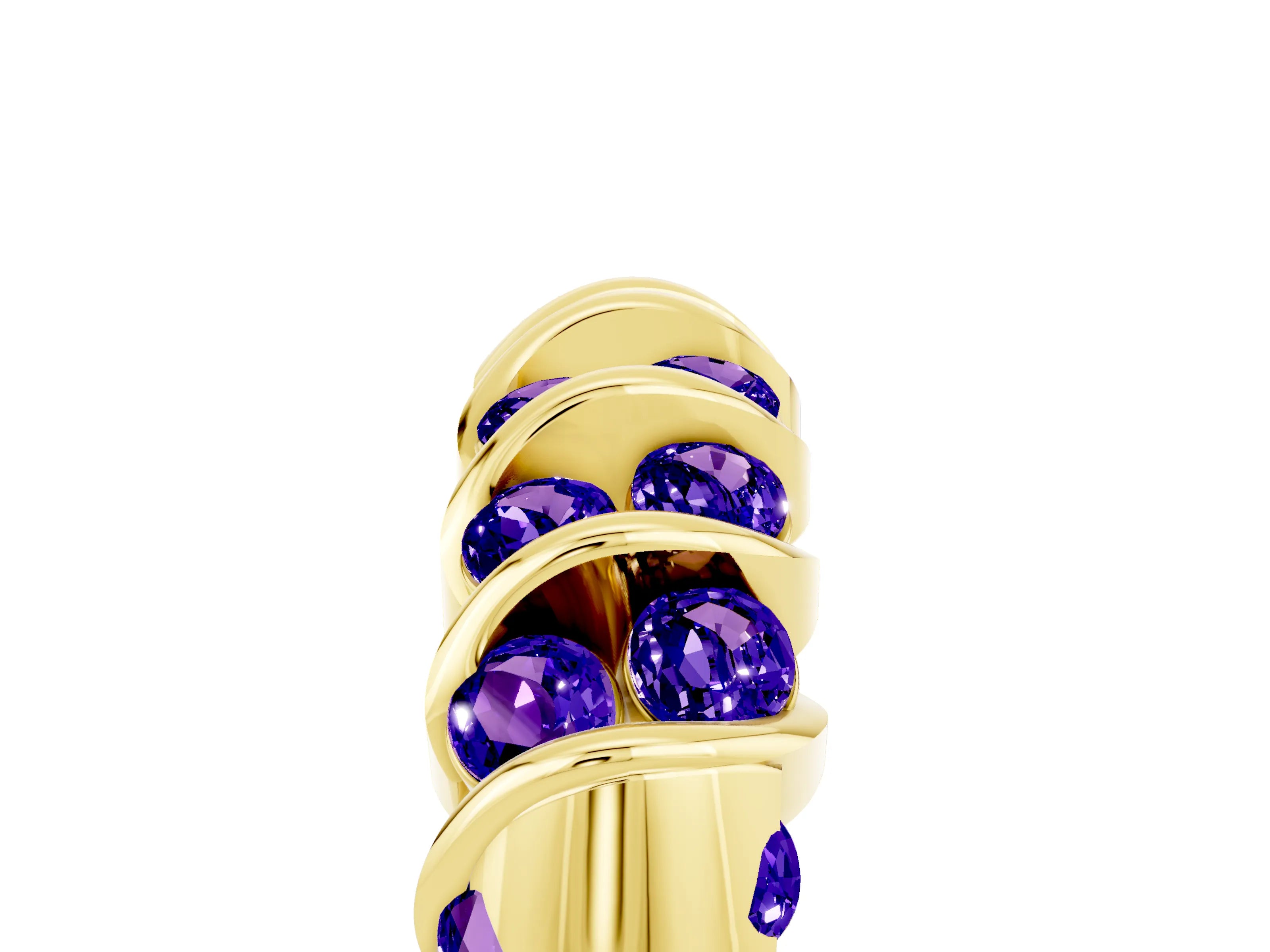 Yellow gold Channel Set Round Tanzanite Multi-Row Band_11