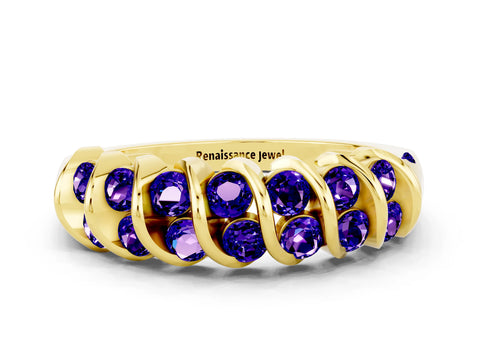 Yellow gold Channel Set Round Tanzanite Multi-Row Band_6