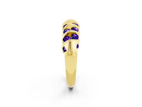Yellow gold Channel Set Round Tanzanite Multi-Row Band_8