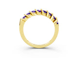 Yellow gold Channel Set Round Tanzanite Multi-Row Band_9