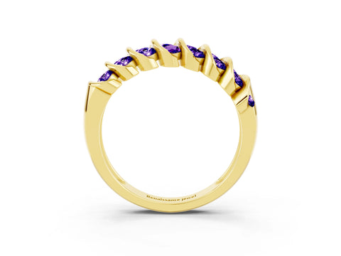 Yellow gold Channel Set Round Tanzanite Multi-Row Band_9