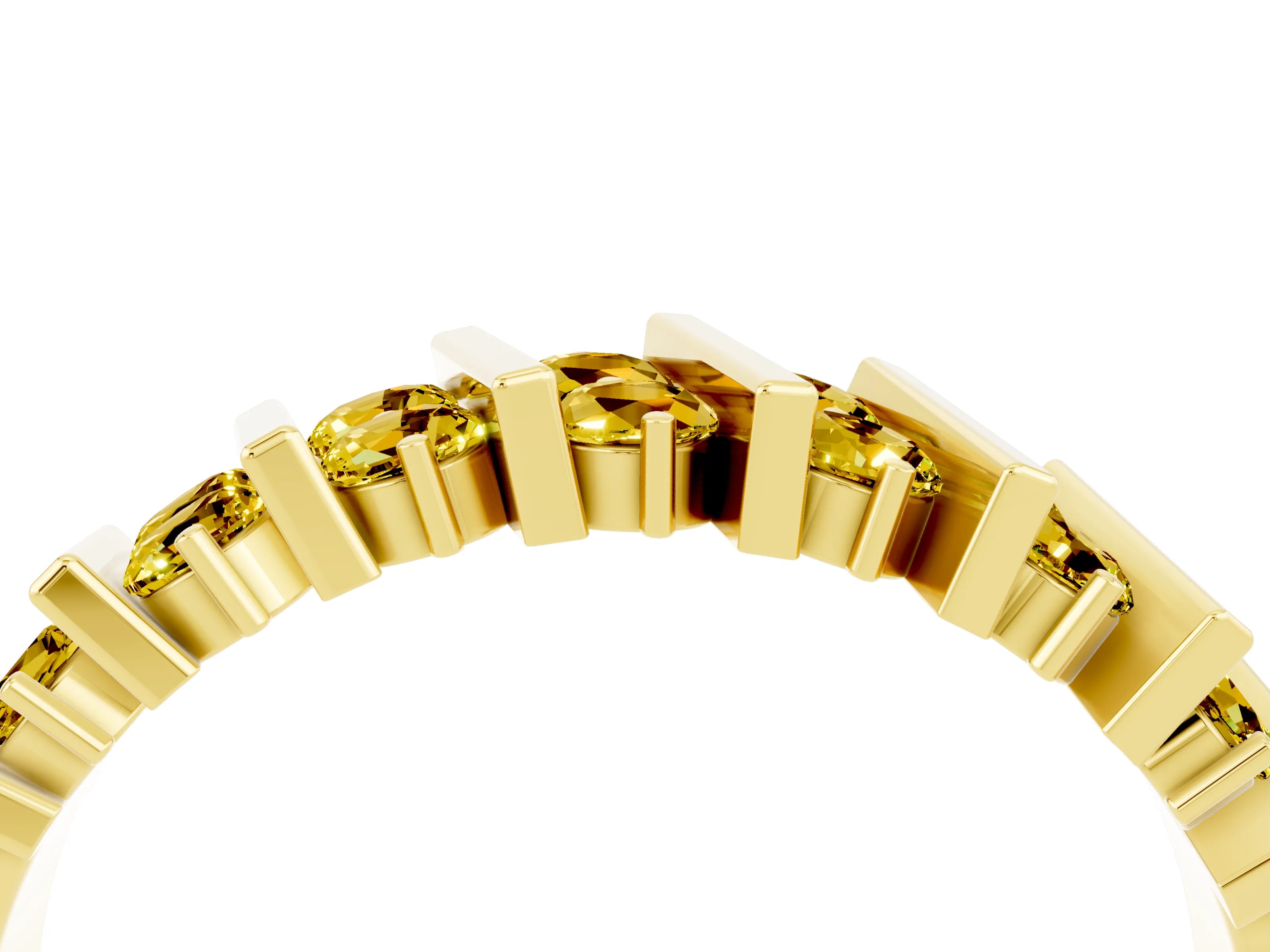 Yellow gold Channel Set Round Yellow Sapphire Anniversary Band with Vertical Prongs_10