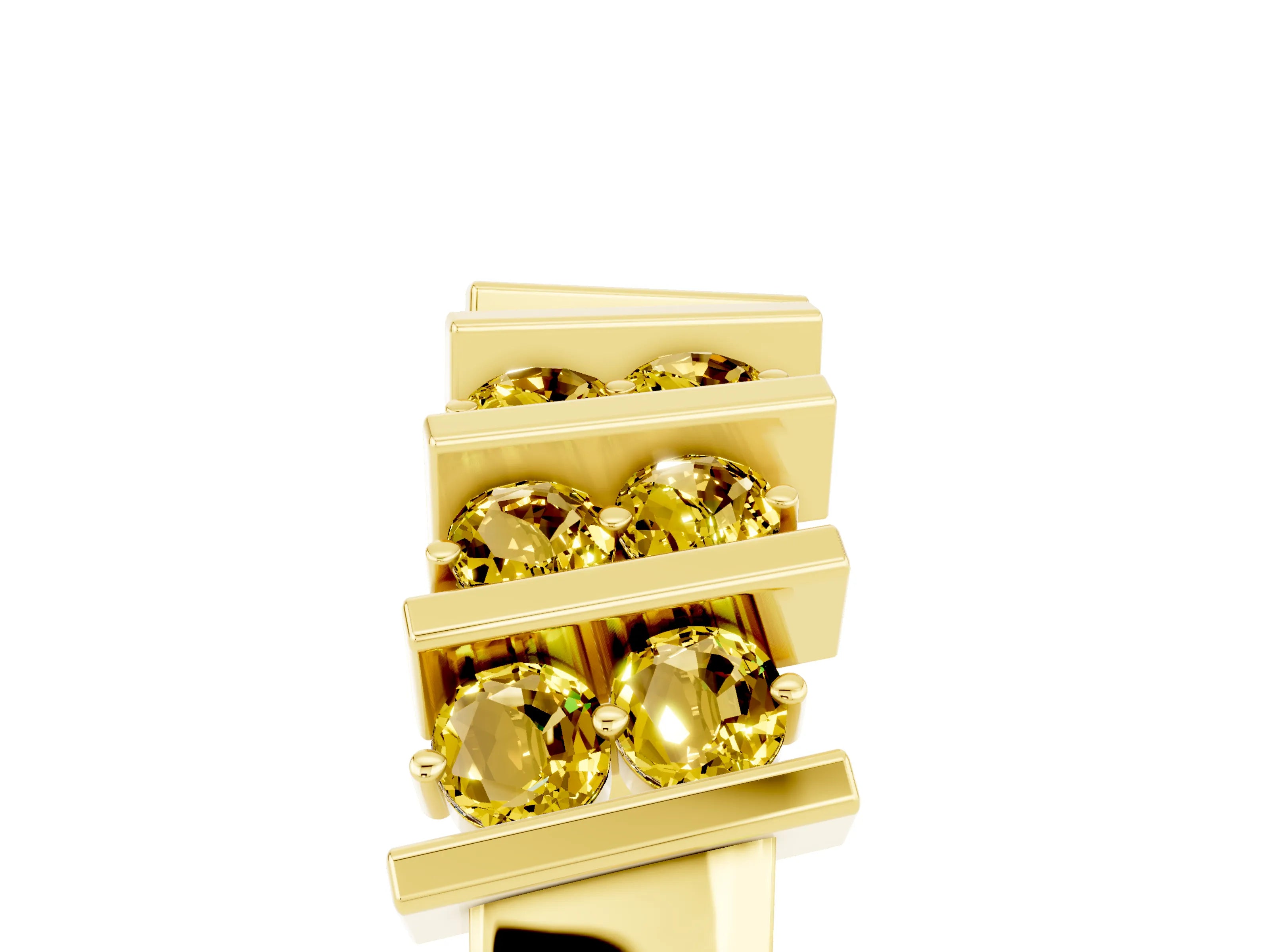 Yellow gold Channel Set Round Yellow Sapphire Anniversary Band with Vertical Prongs_11