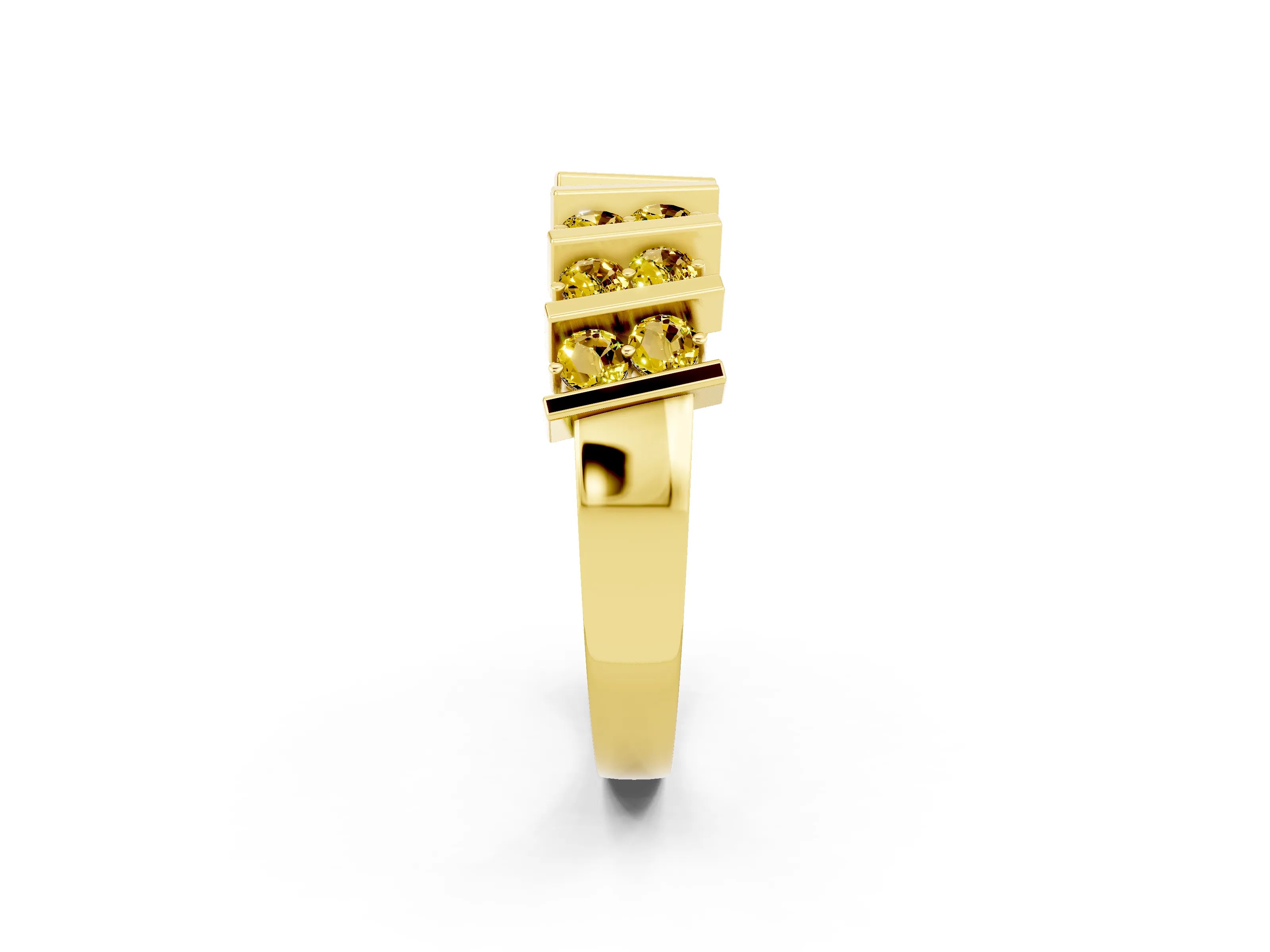 Yellow gold Channel Set Round Yellow Sapphire Anniversary Band with Vertical Prongs_8
