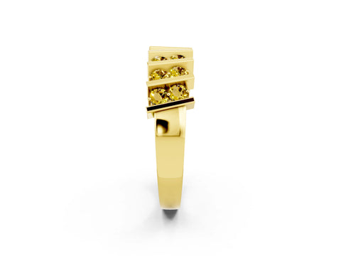 Yellow gold Channel Set Round Yellow Sapphire Anniversary Band with Vertical Prongs_8