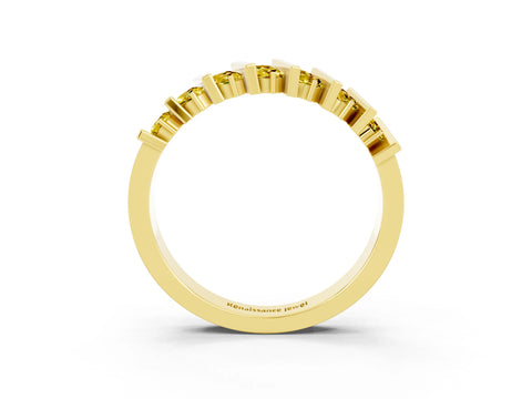 Yellow gold Channel Set Round Yellow Sapphire Anniversary Band with Vertical Prongs_9