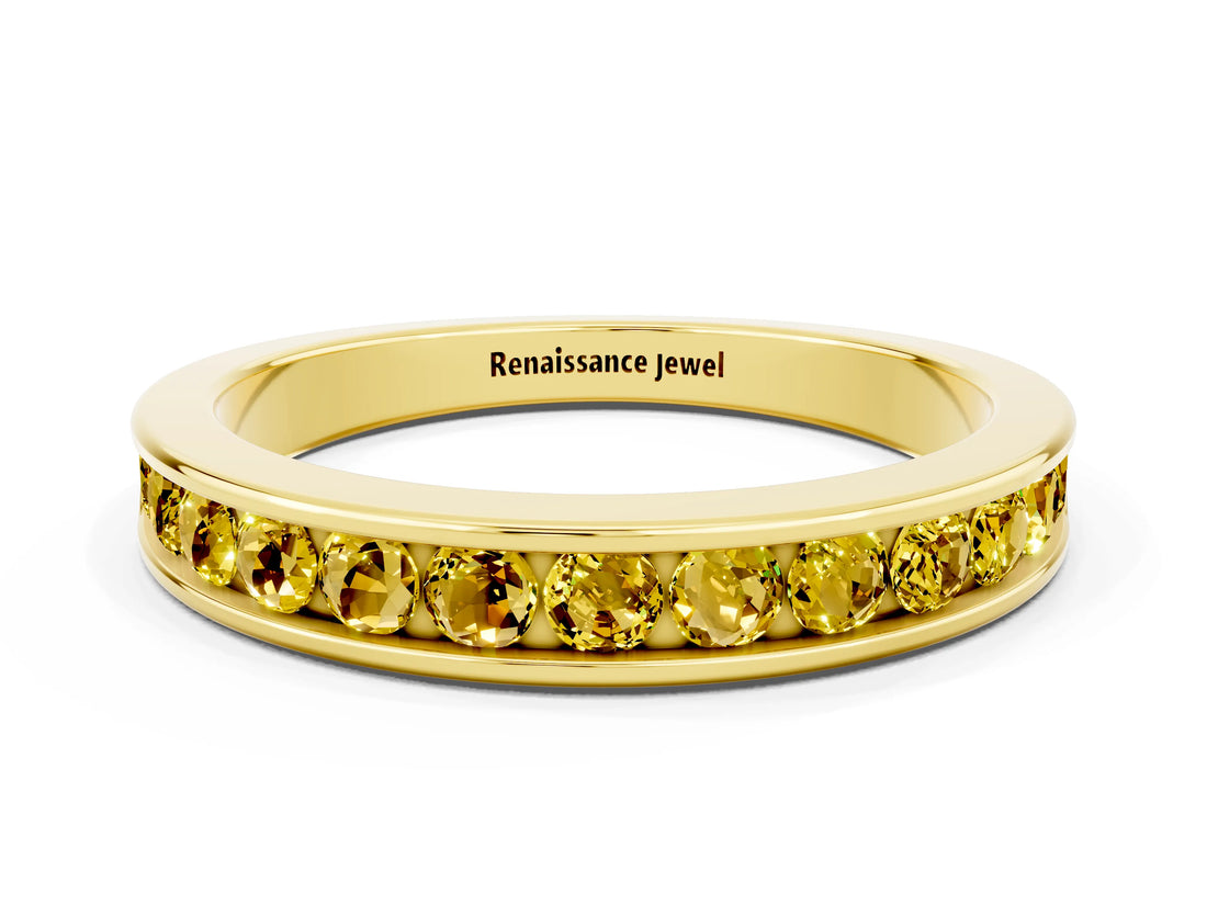 Yellow gold Channel Set Round Yellow Sapphire Eternity Band_18