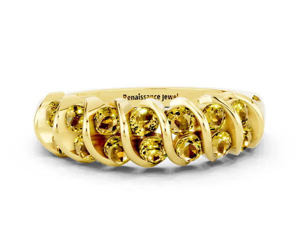 Yellow gold Channel Set Round Yellow Sapphire Multi-Row Band