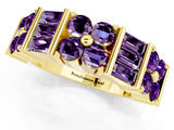 Yellow gold Channel Set Round and Baguette Amethyst Anniversary Band with Prong Setting_19