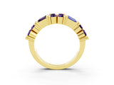 Yellow gold Channel Set Round and Baguette Amethyst Anniversary Band with Prong Setting_21