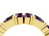 Yellow gold Channel Set Round and Baguette Amethyst Anniversary Band with Prong Setting_22
