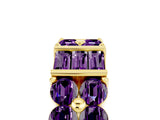 Yellow gold Channel Set Round and Baguette Amethyst Anniversary Band with Prong Setting_23