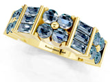 Yellow gold Channel Set Round and Baguette Aquamarine Anniversary Band with Prong Setting_19
