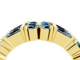 Yellow gold Channel Set Round and Baguette Aquamarine Anniversary Band with Prong Setting_22