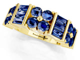 Yellow gold Channel Set Round and Baguette Blue Sapphire Anniversary Band with Prong Setting_19