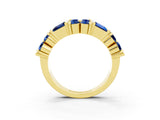 Yellow gold Channel Set Round and Baguette Blue Sapphire Anniversary Band with Prong Setting_21