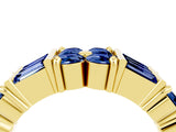 Yellow gold Channel Set Round and Baguette Blue Sapphire Anniversary Band with Prong Setting_22