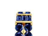 Yellow gold Channel Set Round and Baguette Blue Sapphire Anniversary Band with Prong Setting_23