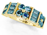 Yellow gold Channel Set Round and Baguette Blue Topaz Anniversary Band with Prong Setting_19