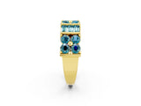 Yellow gold Channel Set Round and Baguette Blue Topaz Anniversary Band with Prong Setting_20
