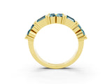 Yellow gold Channel Set Round and Baguette Blue Topaz Anniversary Band with Prong Setting_21