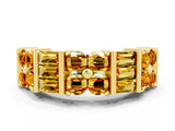 Yellow gold Channel Set Round and Baguette Citrine Anniversary Band with Prong Setting_18